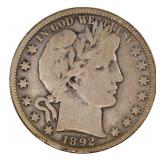 1892-O US SILVER 50C BARBER COIN KEY DATE