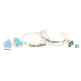 STERLING SILVER TURQUOISE & ABALONE SHELL JEWELRY