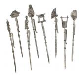 STERLING SILVER ASIAN ARTS FINIAL COCKTAIL PICKS