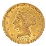 1873 US GOLD $2.50 LIBERTY HEAD QUARTER EAGLE MS