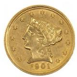 1901 US GOLD $2.50 LIBERTY HEAD QUARTER EAGLE COIN