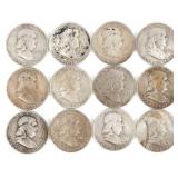 US SILVER 50C FRANKLIN HALF DOLLAR COINS - $6 FACE