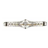 14K WHITE GOLD 0.45 CTW DIAMOND FILIGREE BROOCH
