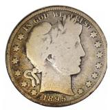 1895 US SILVER 50C BARBER HALF DOLLAR COIN