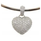 14K WHITE GOLD 3.38 CTW DIAMOND PAVE PENDANT & CHA