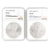 2013 & 2026 US SILVER EAGLE $1 COINS NGC MS69