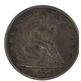 1877 US SILVER 50C SEATED LIBERTY HALF DOLLAR COIN