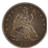 1876 US SILVER 50C SEATED LIBERTY HALF DOLLAR COIN