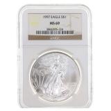 1997 US SILVER EAGLE $1 COIN NGC MS69