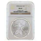 1998 US SILVER EAGLE $1 COIN NGC MS69