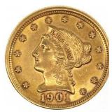 1901 US GOLD $2.50 LIBERTY HEAD QUARTER EAGLE COIN