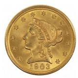 1903 US GOLD $2.50 LIBERTY HEAD QUARTER EAGLE COIN