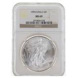 1994 US SILVER EAGLE $1 COIN NGC MS69