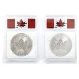 2014 CANADIAN SILVER $5 MAPLE LEAF COINS ICG MS68