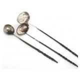STERLING SILVER TODDY LADLES WITH HORN HANDLES