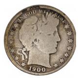 1900 US SILVER 50C BARBER HALF DOLLAR COIN