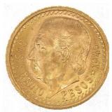 1945 MEXICAN 90% GOLD DOS PESOS COIN MS