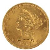 1906 US GOLD $5 LIBERTY HEAD HALF EAGLE COIN MS