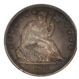 1861 US SILVER 50C SEATED LIBERTY HALF DOLLAR COIN