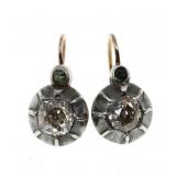 10K WHITE GOLD 1.12 CTW DIAMOND & EMERALD EARRINGS