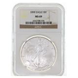 2000 US SILVER EAGLE $1 COIN NGC MS69