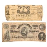 1860s OBSOLETE CURRENCY CORP OF VA $1 & CSA VA $10