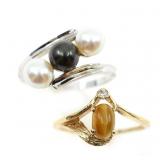 10K WHITE & YELLOW GOLD PEARL & TIGER