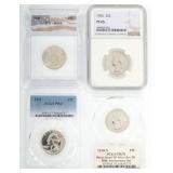 US SILVER 25C WASHINGTON QUARTERS ICG, NGC, PCGS