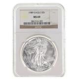 1989 US SILVER EAGLE $1 COIN NGC MS69