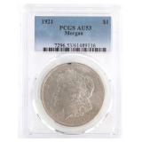 1921 US SILVER MORGAN DOLLAR COIN PCGS AU 53