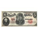 1907 US $5 RED SEAL WOODCHOPPER LARGE NOTE VF