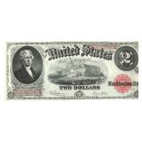 1917 US $2 RED SEAL LARGE NOTE XF-AU