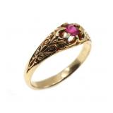 14K YELLOW GOLD ROUND-CUT RUBY FASHION RING