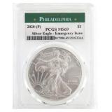 2020-P US SILVER EAGLE $1 COIN PCGS MS69