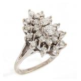 14K WHITE GOLD 1.24 CTW DIAMOND COCKTAIL RING