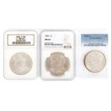1885 & 1900 US SILVER MORGAN $1 COINS NGC & PCGS