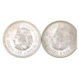 1947 & 1948 MEXICAN SILVER CINCO PESOS COINS