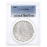 1888 US SILVER MORGAN DOLLAR COIN PCGS MS 63
