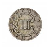 1851 US .750 SILVER 3C COIN