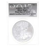 2017 US SILVER EAGLE $1 COIN ANACS MS 70