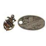 10K YELLOW GOLD A.O.U.W. PIN & MATCHING NICKEL ID