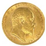 1909 BRITISH 91.67% GOLD KING EDWARD SOVEREIGN COI