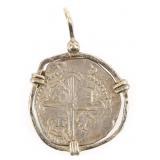 SPANISH SILVER ATOCHA SHIPWRECK COIN PENDANT