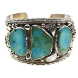 STERLING SILVER ALBERT LEE TURQUOISE CUFF BRACELET