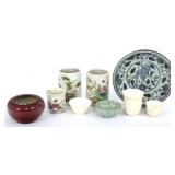 20TH C. JAPANESE CERAMIC BRUSH POTS, CUPS, & BOWLS