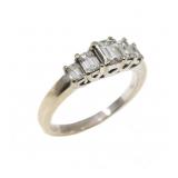 14K WHITE GOLD 0.98 CTW EMERALD-CUT DIAMOND RING