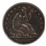 1853 US SILVER 50C SEATED HALF DOLLAR LIBERTY COIN