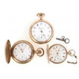 GOLD-FILLED CASE POCKET WATCHES - FOR PARTS OR REP
