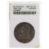 1834 US SILVER 50C CAPPED BUST SMALL DATE ANACS AU