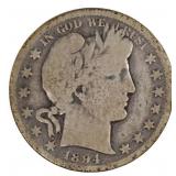 1894-O US SILVER 50C BARBER HALF DOLLAR COIN
